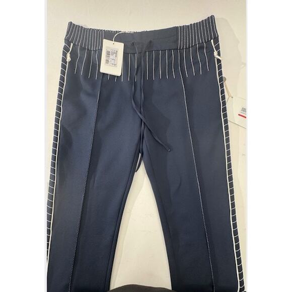 Women's Valentino Navy Blue & White NWT High Waist Drawstring Pants Size 44 - Picture 1 of 16